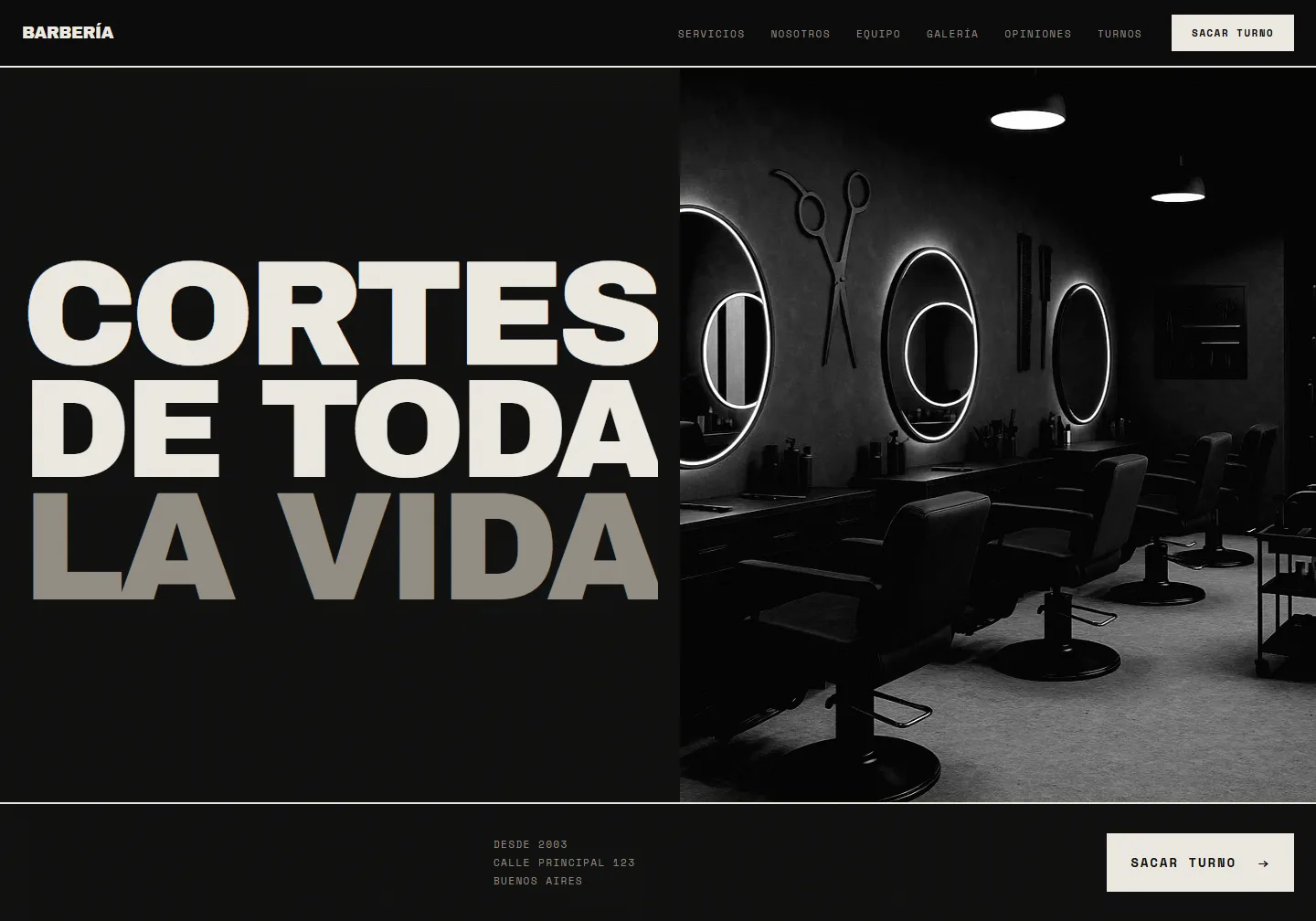 Captura del sitio: Barbería