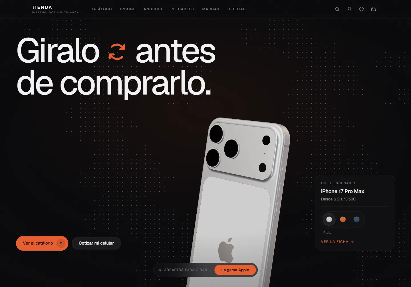 Captura del sitio: Tienda de celulares